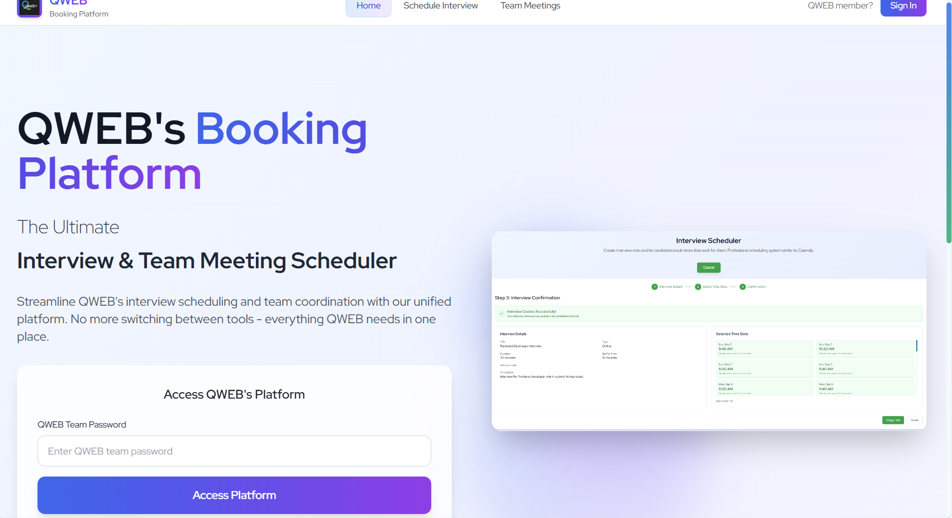 QWeb Scheduling Tool